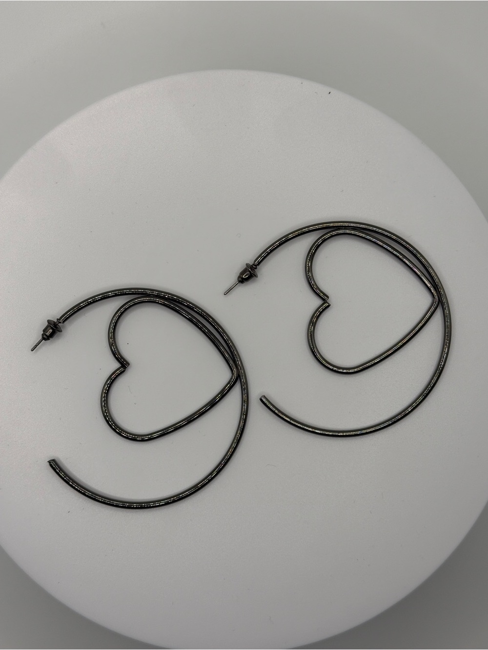 Heart Hoop Earrings - Black Finish